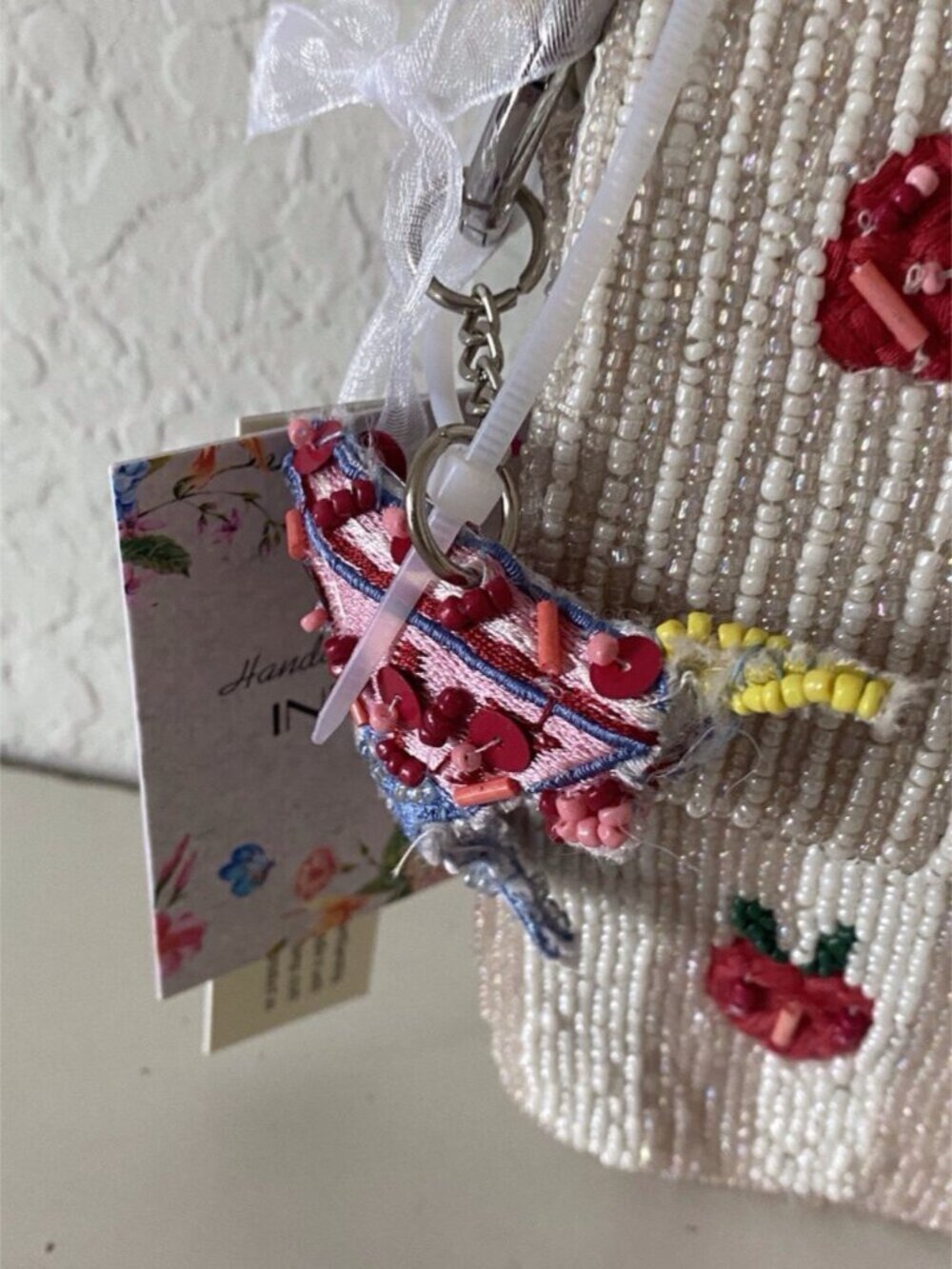 Handcrafted in India Strawberry Margarita Martini Beaded Bag W/Charm Viral‎ NEW - Picture 6 of 16